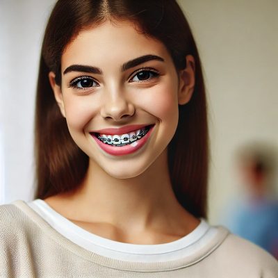 ortodoncia chica sonriendo y feliz
